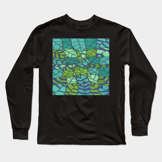 Tropical Palm Leaves in Green Long Sleeve T-Shirt by DanielleGensler